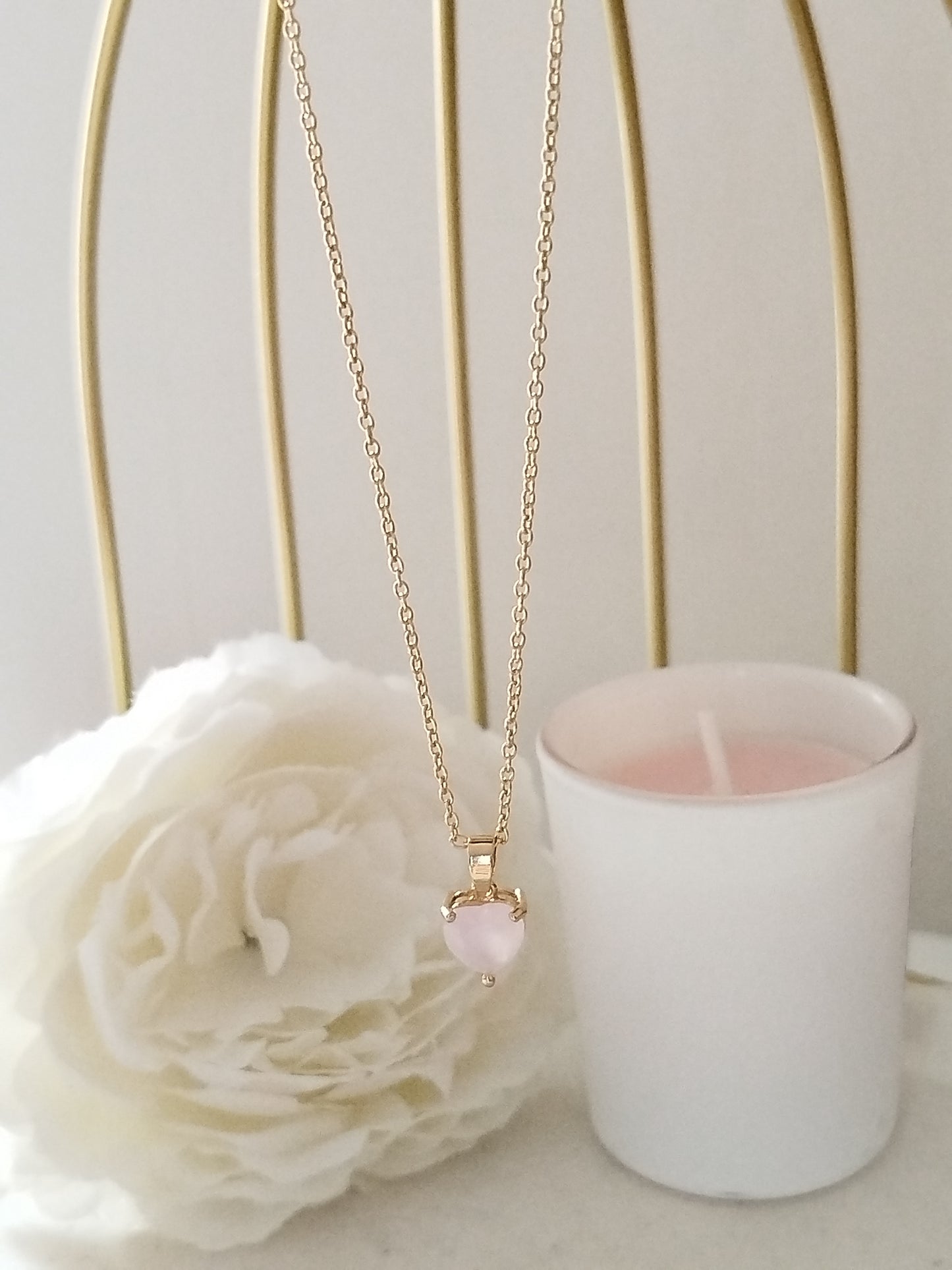 COLLIER COEUR ROSE