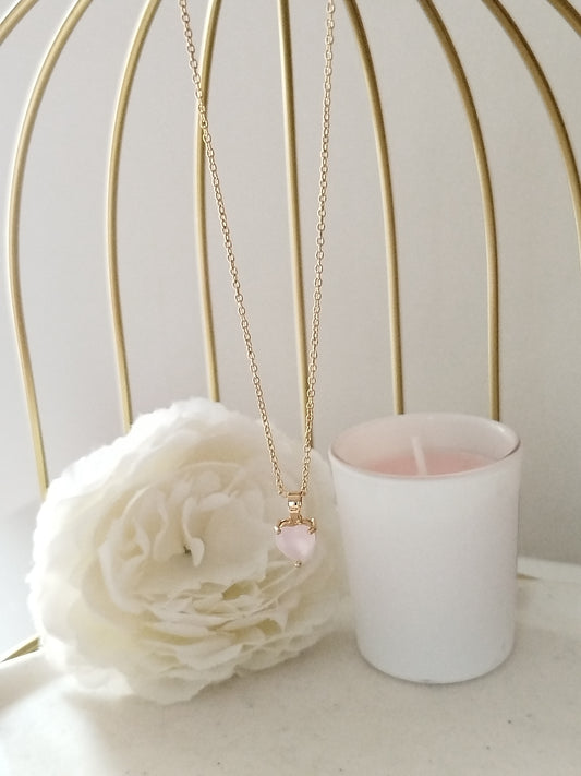 COLLIER COEUR ROSE